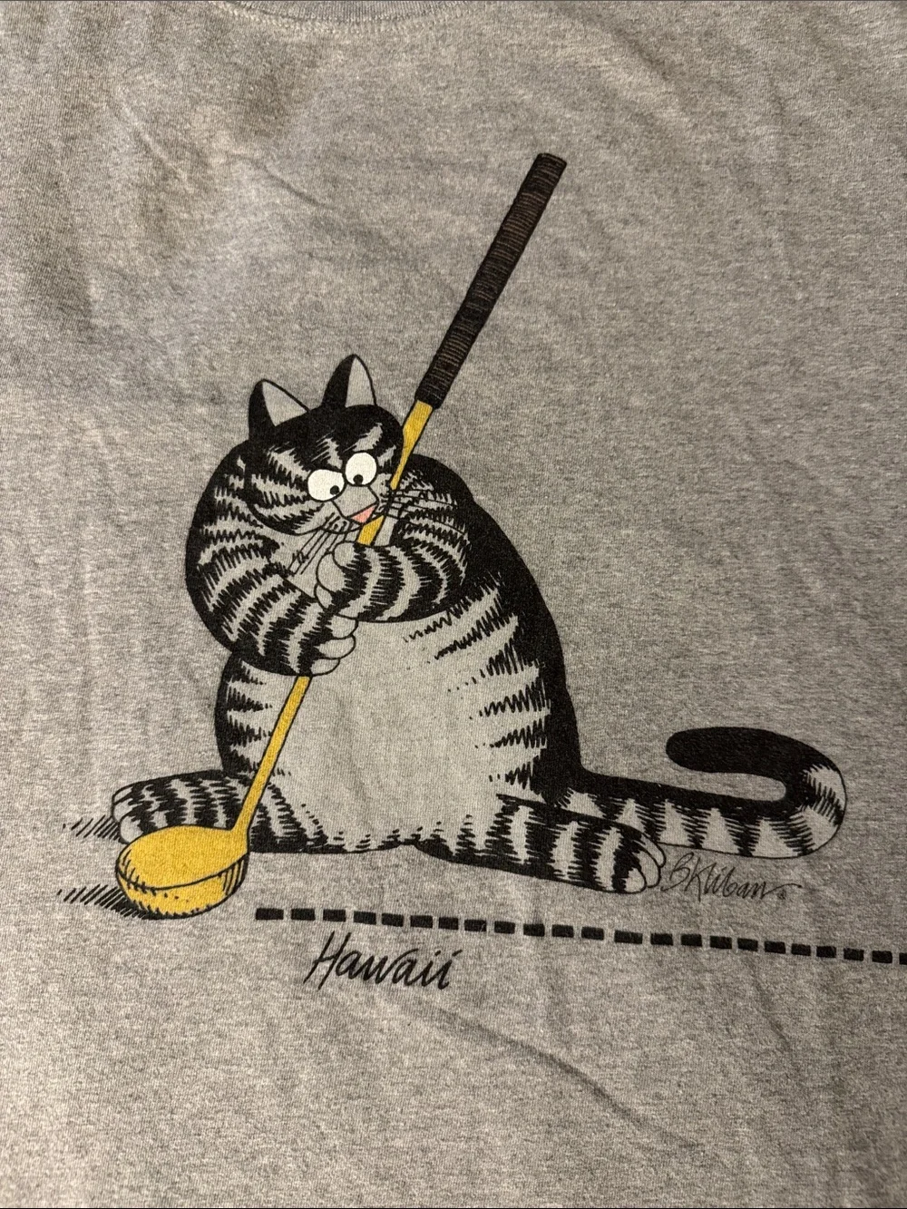 B. Kilban Authentic Crazy Shirts Gray Cat Golf Tee Hawaii - Picture 3 of 7